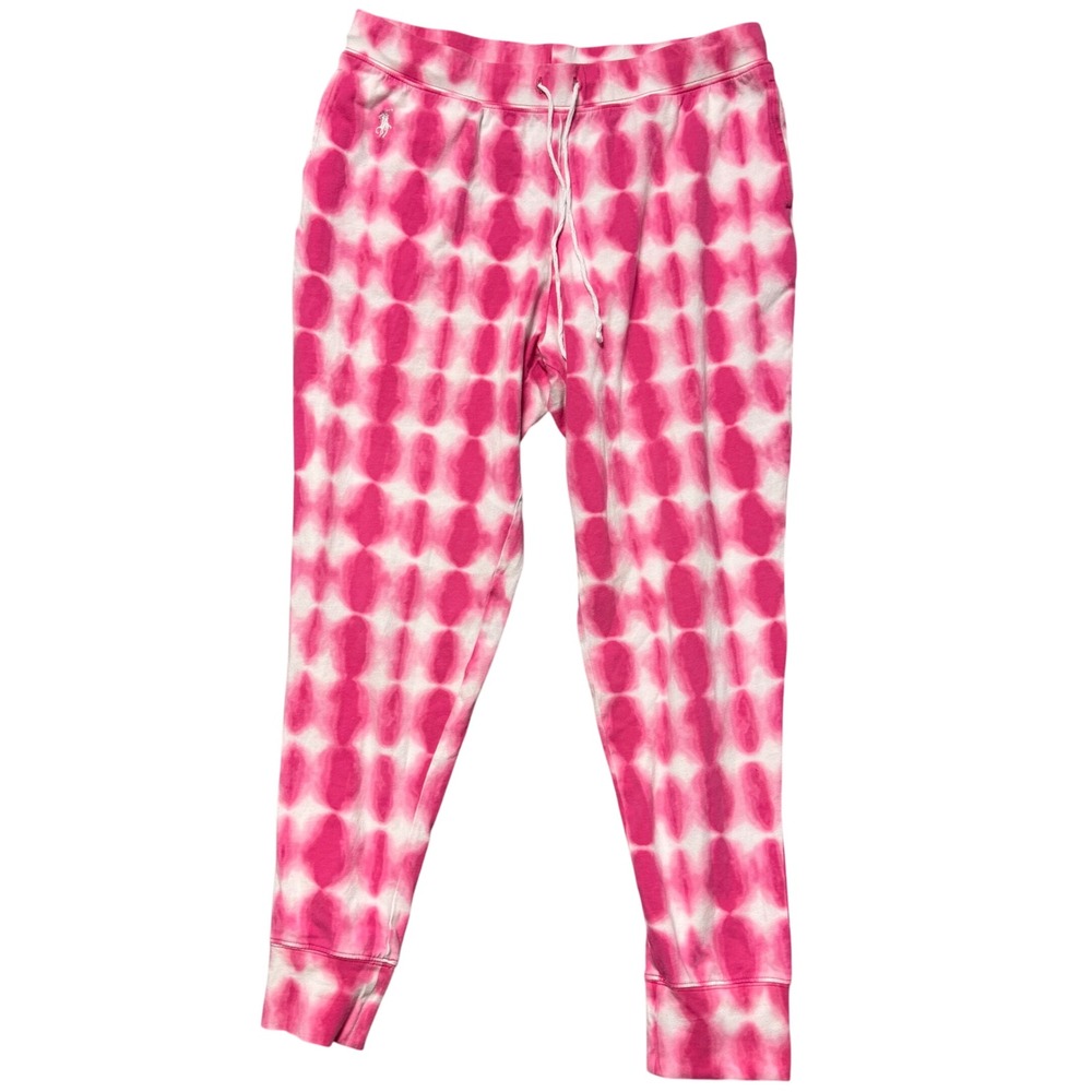 Polo Ralph Lauren Womens‎ Pink Tie Dye Diamond Joggers Sweatpants Size L 0888